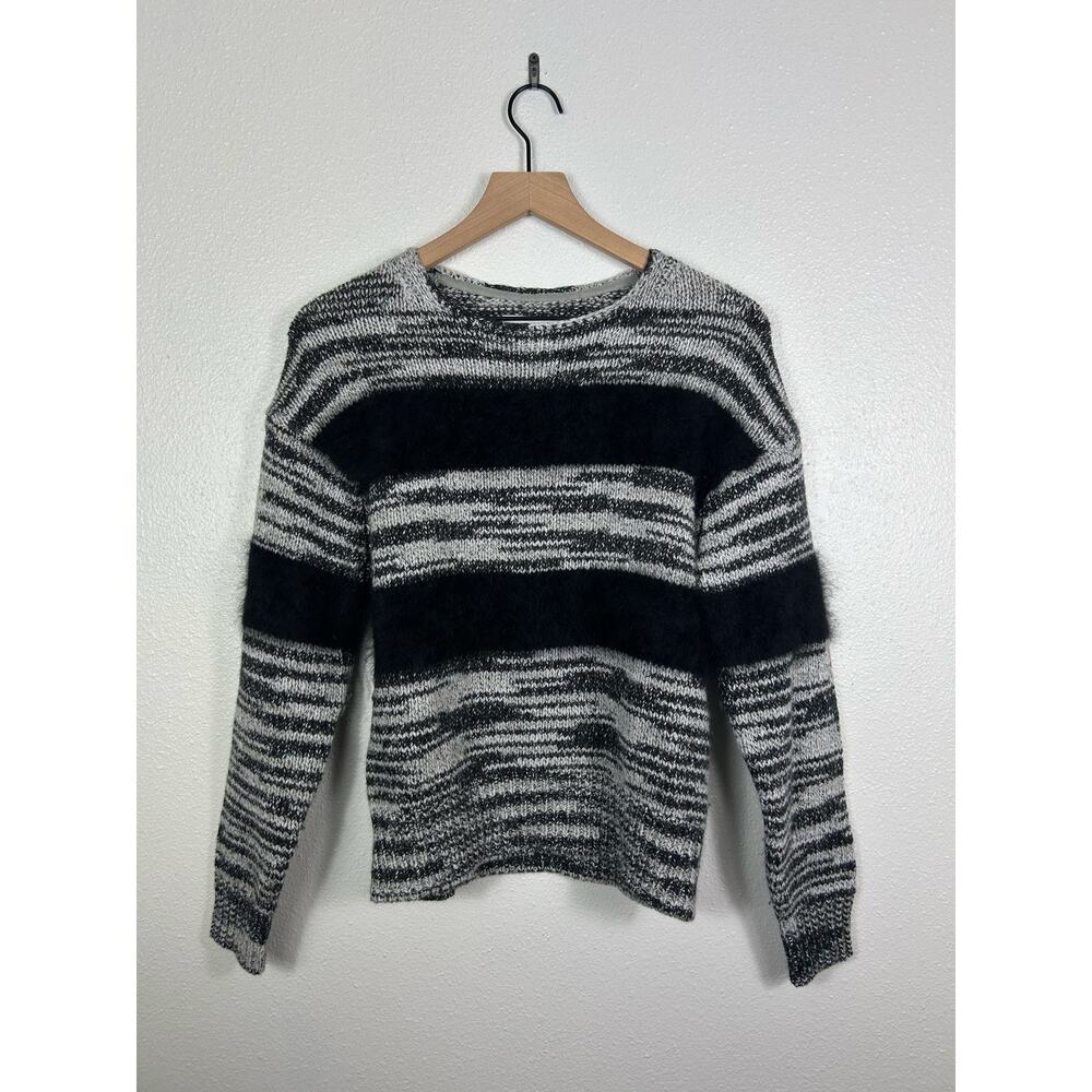Brochu Walker Wool Cashmere Angora Blend Striped Sweater Gray Small - Picture 2 of 7
